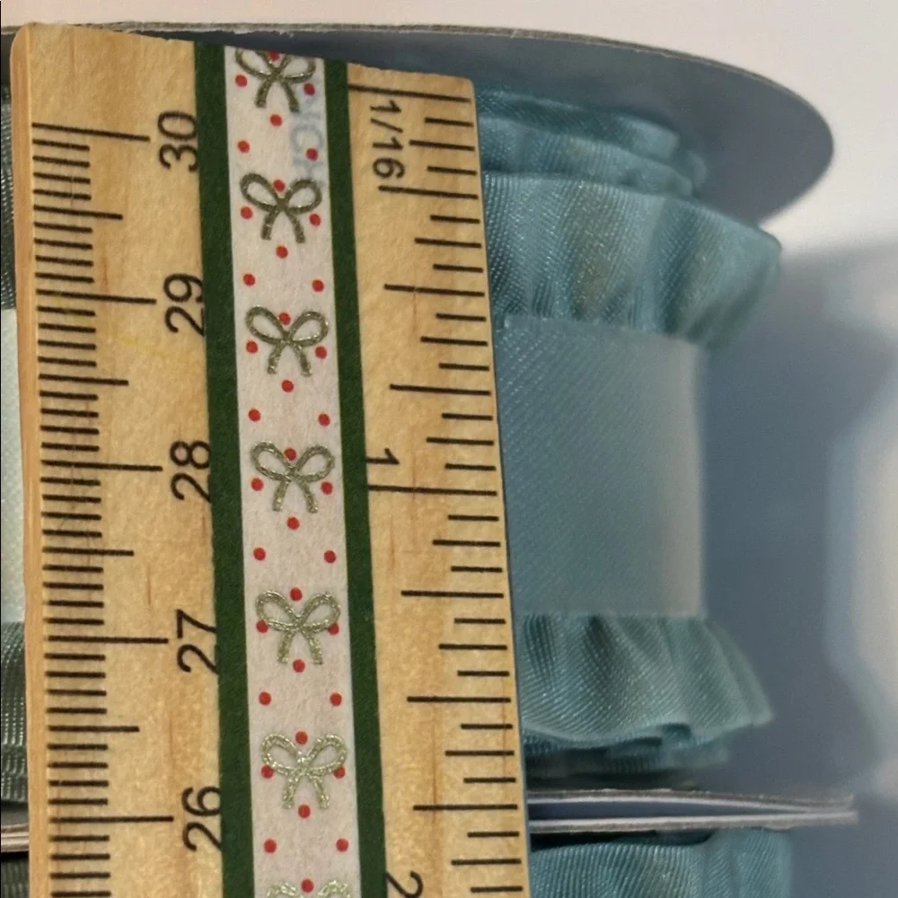 Satin Ruffled Edge Ribbon Sage Green 1 1/2”X30 ft